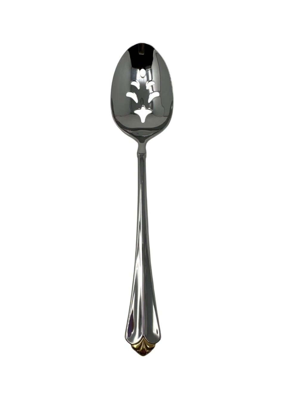Oneida Cube Golden Juilliard Pierced Serving Spoon Stainless Flatware